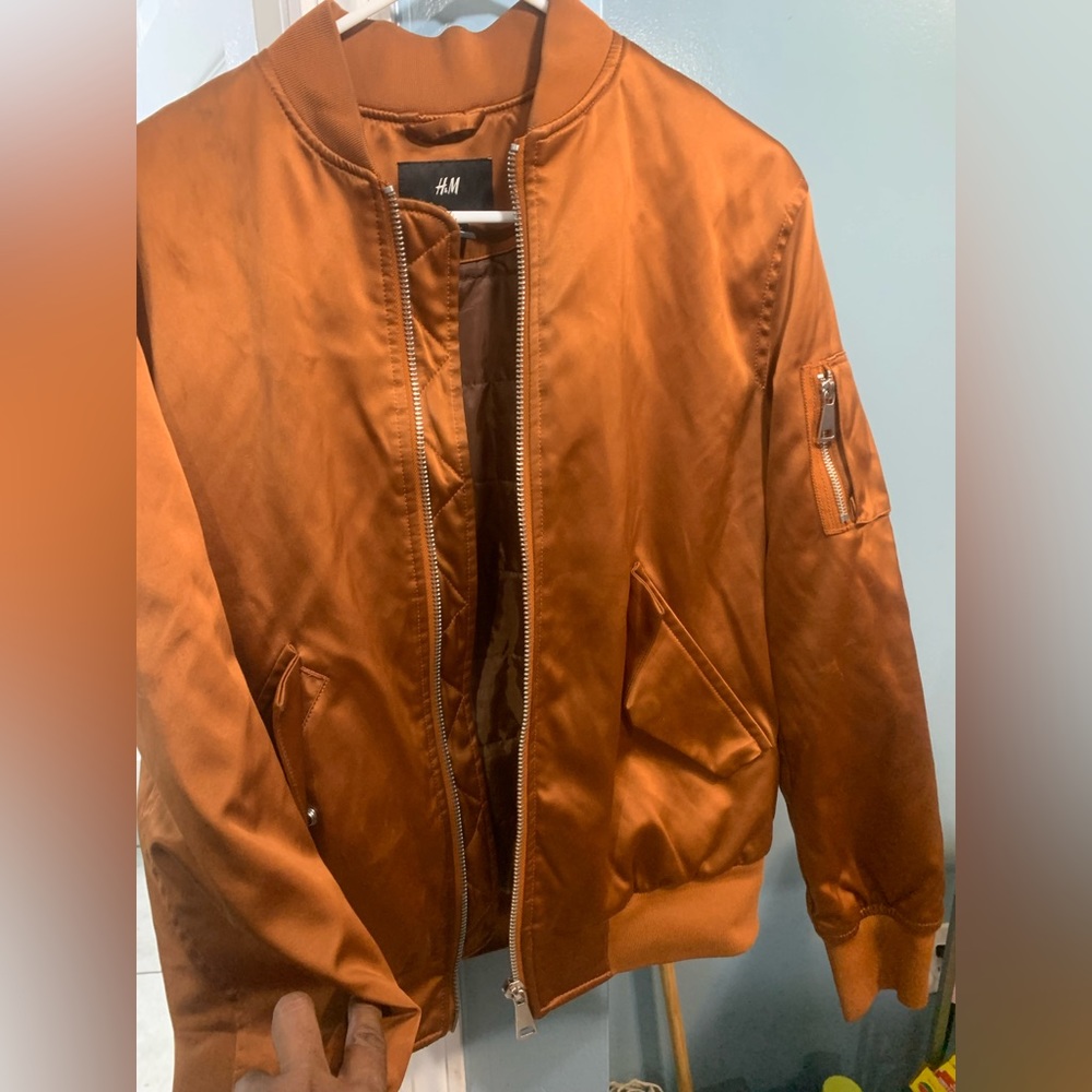 Metallic bronze flight jacket